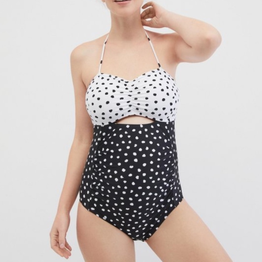 Motherhood Maternity Beach Bump Cutout Maternity One Piece Swimsuit UPF 50+